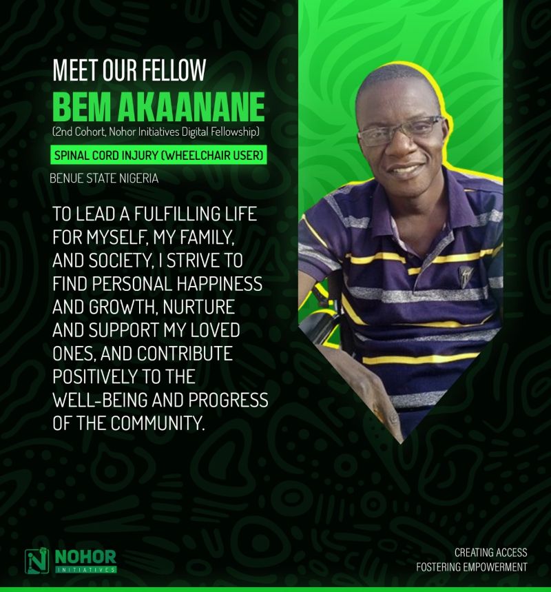 Bem Akaanane, a fellow of the Nohor Initiatives Digital Fellowship (2nd Cohort).